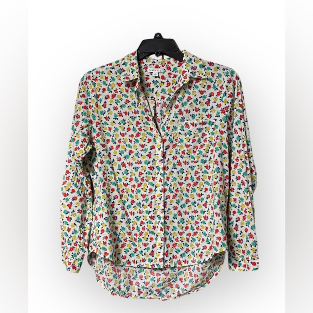 EUC J. Crew Mercantile Womens Top Shirt Size M Button Floral Red Green